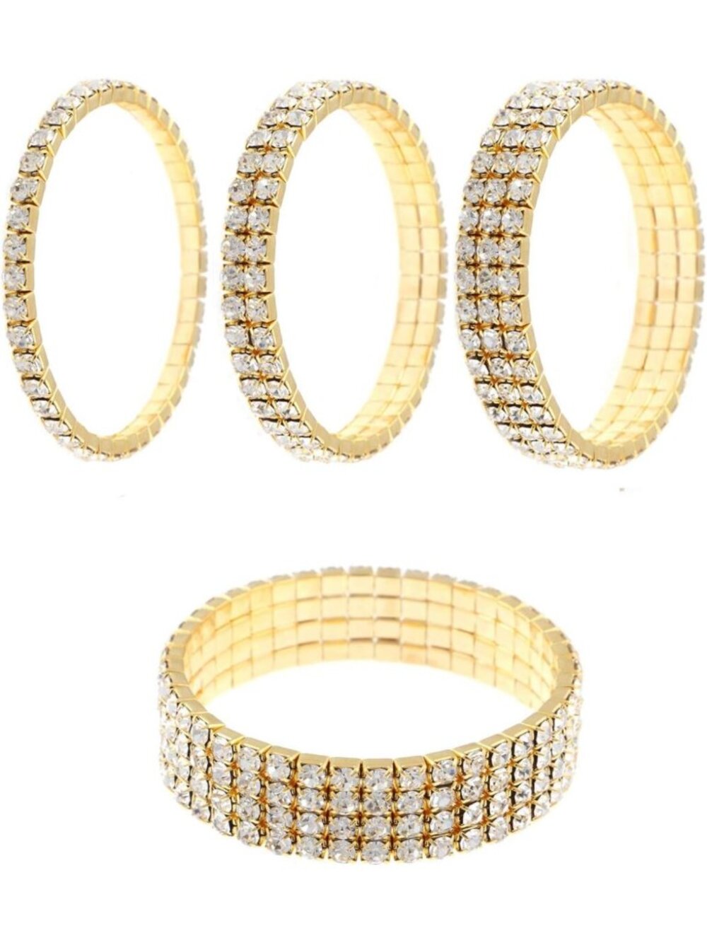 Zealmer Sparkle Multicolor Rhinestone Stackable Stretch Bracelets for Women